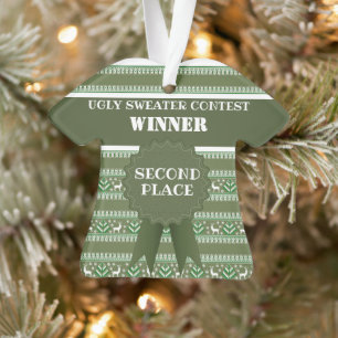 Second Place Ugly Christmas Sweater Contest Winner Ornament