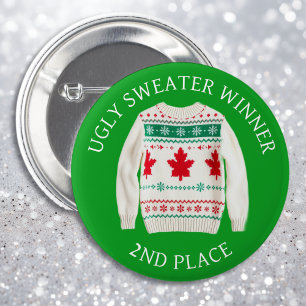 Second Place Ugly Sweater Winner Funny Christmas  6 Cm Round Badge