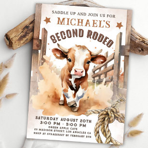 Second Rodeo   Bull Calf 2nd Rodeo Birthday Party Invitation