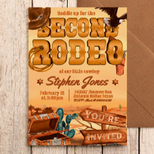 Second Rodeo - Cowboy Boy 2nd Birthday Invitation