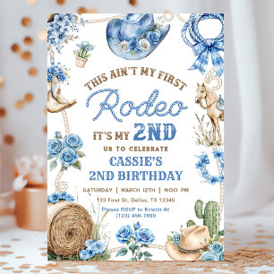 Second Rodeo Cowboy Wild West Birthday Party Invitation