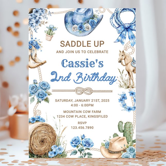 Second Rodeo Cowboy Wild West Birthday Party Invitation (Creator Uploaded)