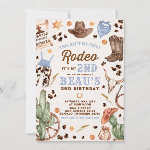Second Rodeo Cowboy Wild West Birthday Party Invitation