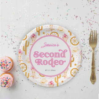 Second Rodeo Cowgirl 2nd Birthday Paper Plate