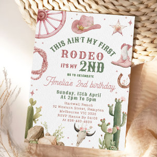 Second Rodeo Cowgirl Western Birthday Invitation
