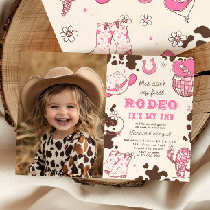 Second Rodeo Cowgirl Western birthday party photo Invitation
