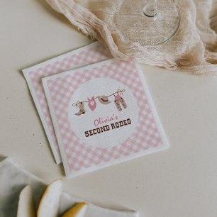 Second Rodeo Pink Western Cowboy 2nd Birthday Napkin
