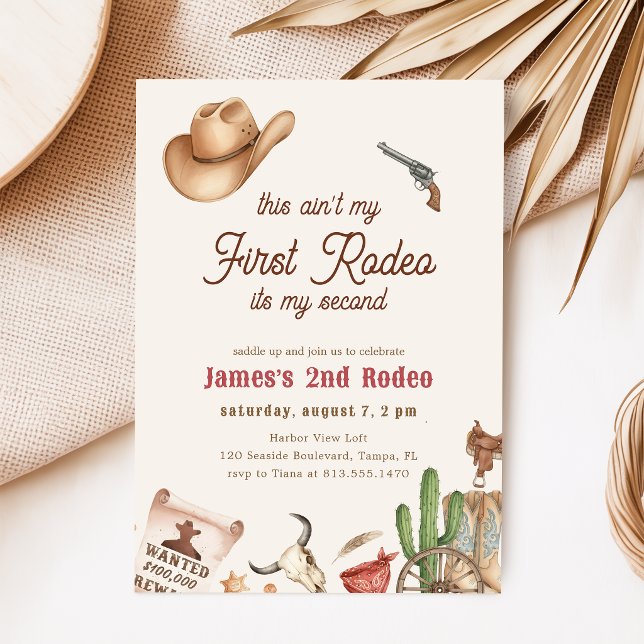 Second Rodeo Western Cowboy 2nd Birthday Invitation (Creator Uploaded)