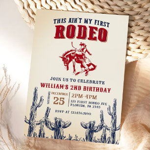 Second Rodeo Western Cowboy 2nd Birthday Invitation