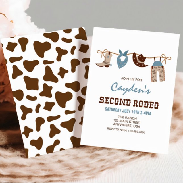 Second Rodeo Western Cowboy 2nd Birthday Invitation (Creator Uploaded)