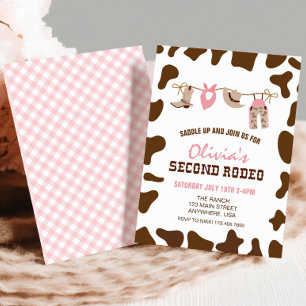 Second Rodeo Western Cowboy 2nd Birthday Invitation