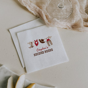 Second Rodeo Western Cowboy 2nd Birthday Napkin