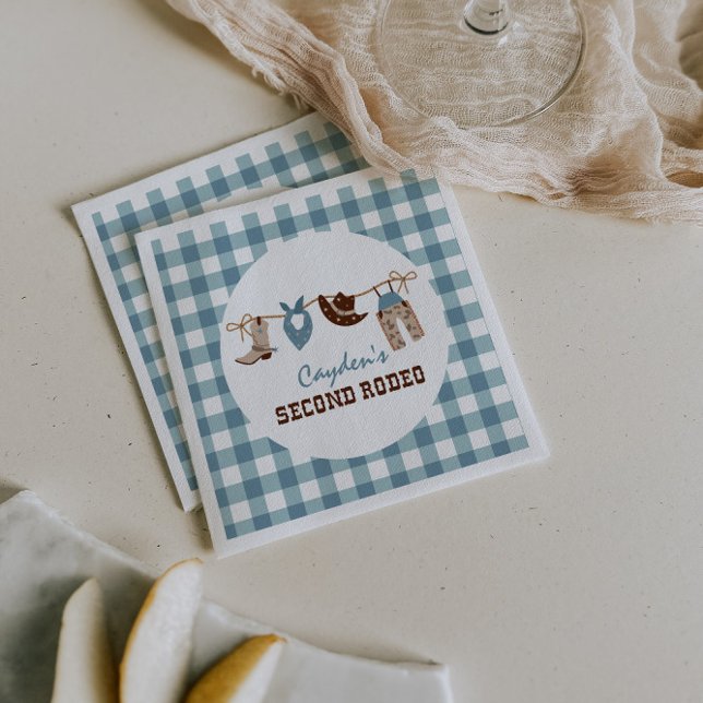 Second Rodeo Western Cowboy 2nd Birthday Napkin (Creator Uploaded)