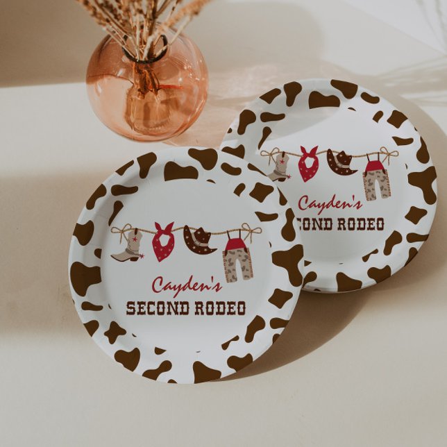 Second Rodeo Western Cowboy 2nd Birthday Paper Plate (Creator Uploaded)