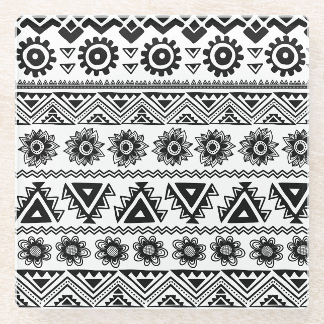 Second tribal ethnic, seamless pattern. glass coaster (Front)