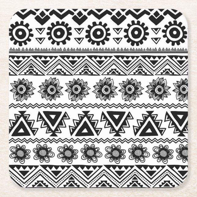 Second tribal ethnic, seamless pattern. square paper coaster (Front)