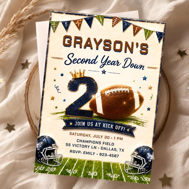 Second Year Down 2nd Birthday Invitation (Creator Uploaded)