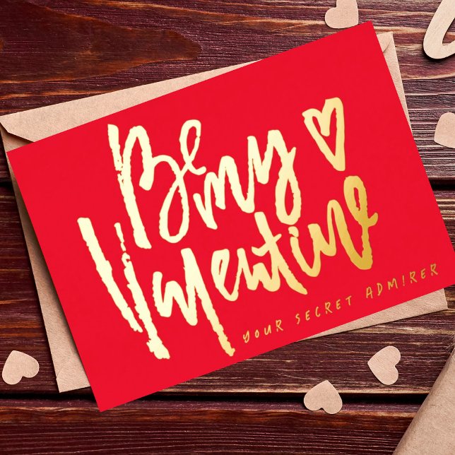 SECRET ADMIRER RED MODERN VALENTINES DAY GOLD FOIL HOLIDAY CARD (Creator Uploaded)