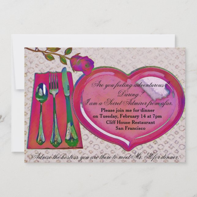 Secret Admirer Valentine's Dinner Invitation (Front)