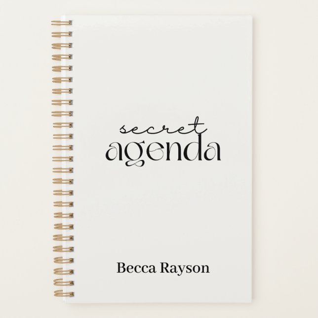 Secret Agenda Black and White Minimalistic planner (Front)