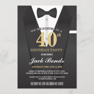 SECRET AGENT DETECTIVE TUXEDO SPY BIRTHDAY PARTY INVITATION