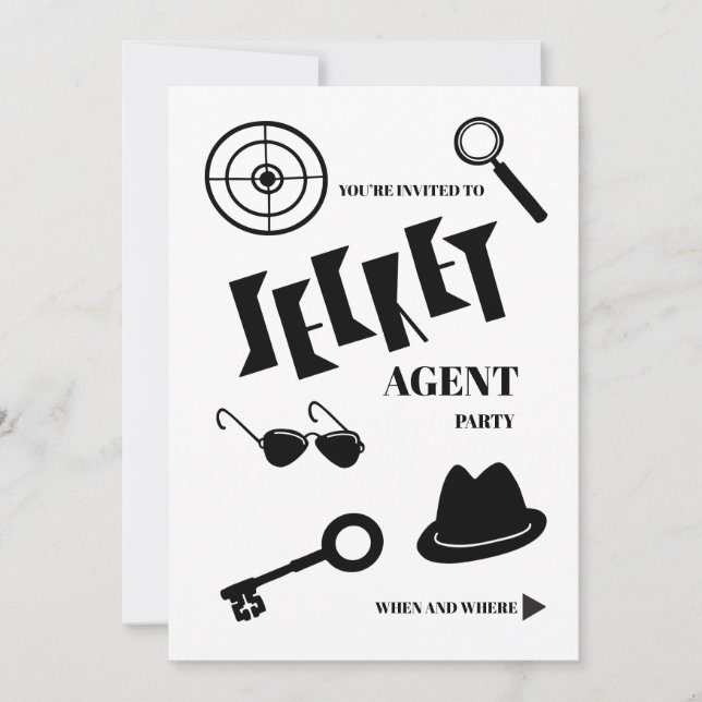Secret Agent Party Invitation (Front)