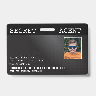 Secret Agent Spy Badge - BLACK ID Badge
