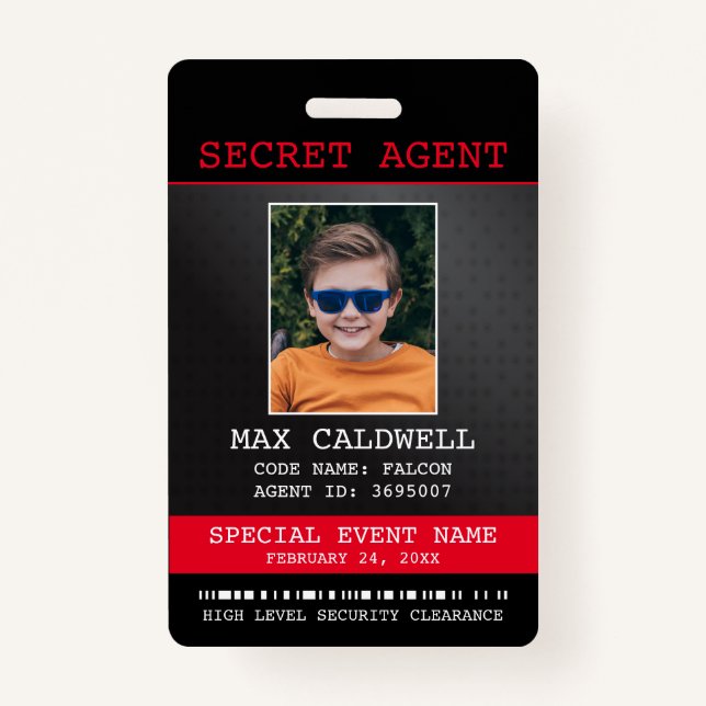 Secret Agent Spy Badge ID Badge (Front)
