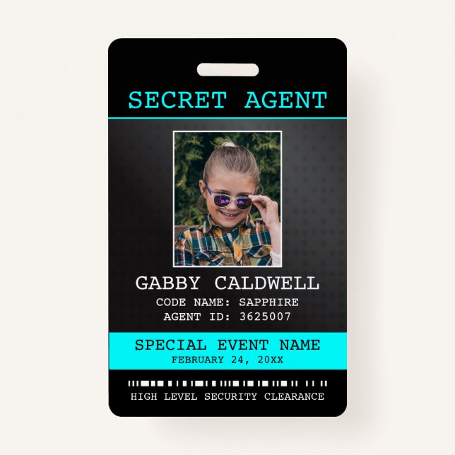 Secret Agent Spy Badge ID Badge (Front)