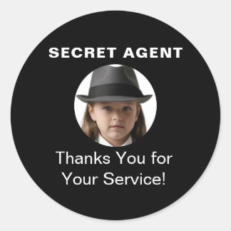 Secret Agent Spy Party identity badge Classic Round Sticker