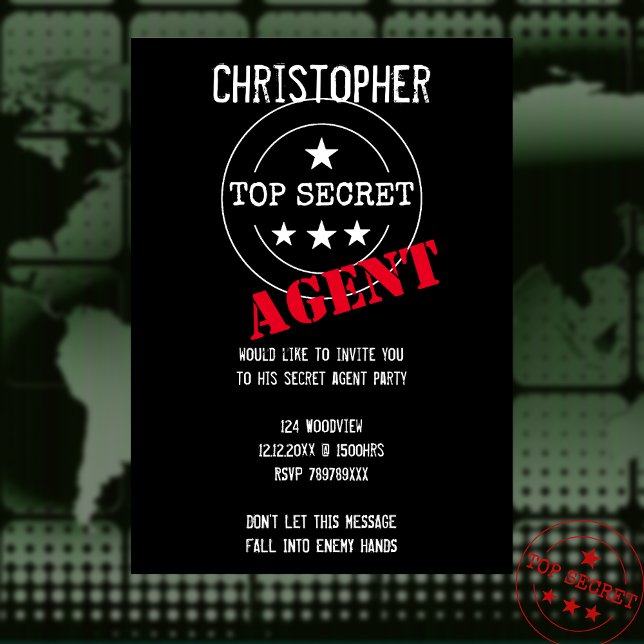 Secret Agent - TOP SECRET Party Invitation (Creator Uploaded)