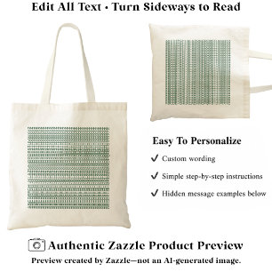 Secret Alphabet Pattern, Personalised Text Green Tote Bag