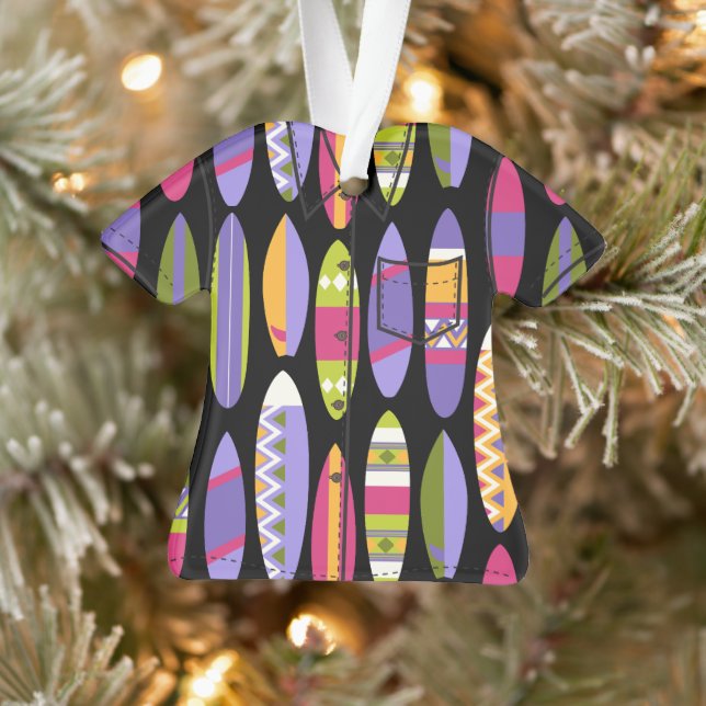 Secret Beach Hawaiian Surfboards Aloha Shirt-Black Ornament (Tree)