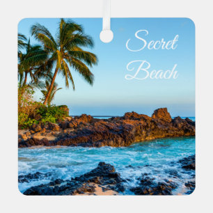 Secret Beach, Maui, Square Metal Ornament