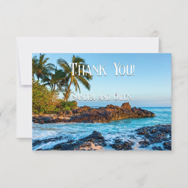 Secret Beach Maui, Tropical, Paradise, Wedding Thank You Card (Front)