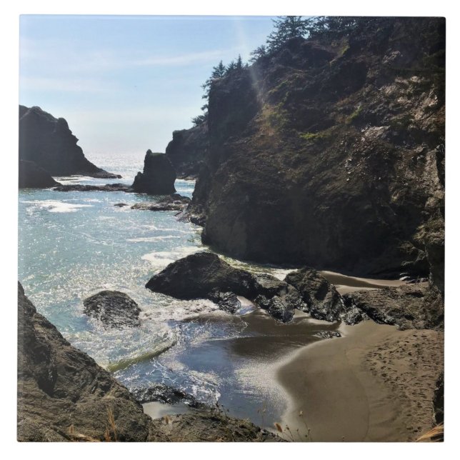 Secret Beach, Samuel H. Boardman, Oregon Ceramic Tile (Front)