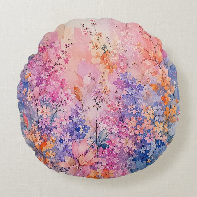 Secret Blossom Symphony Round Cushion (Front)