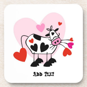 Secret Crush gift idea Love sick Cow Personalised Coaster