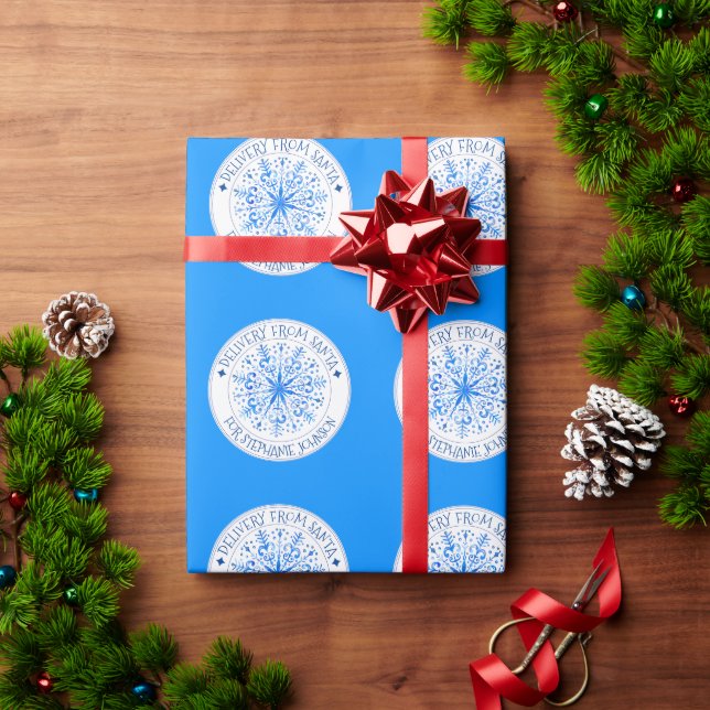 Secret delivery form Santa Christmas snowflake Wrapping Paper (Holiday Gift)