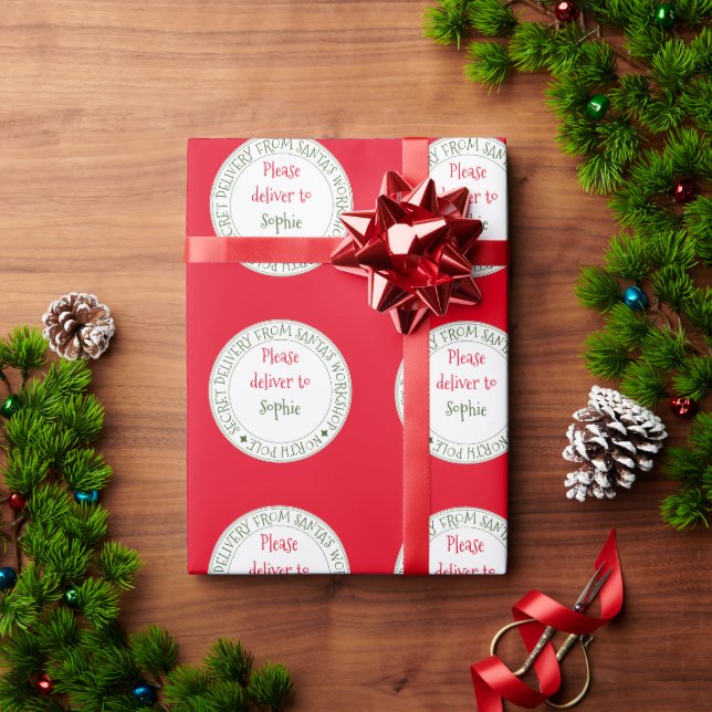 Secret delivery form Santa's Christmas gift Wrapping Paper (Holiday Gift)
