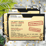 Secret Files Surprise Retirement Party Invitation<br><div class="desc">You've heard how certain organisations maintain secret files on civilians,  now you can have one too!  Personalise all the details on this fun,  secret file for your upcoming celebration.</div>