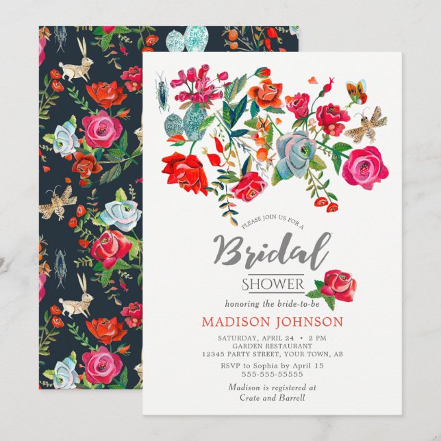 Secret Floral Garden | Bridal Shower | Invitations (Front/Back)