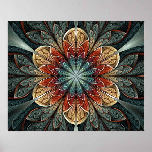 Secret Garden Abstract Fractal Art Poster (Front)