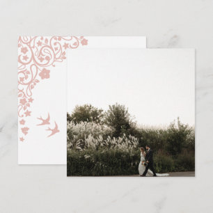 Secret Garden Blush Floral Square Photo Thank You Card