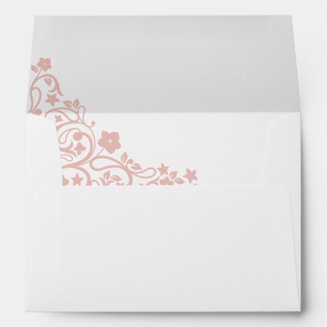 Secret Garden Blush Pink Floral Lovebirds Wedding Envelope (Back (Bottom))