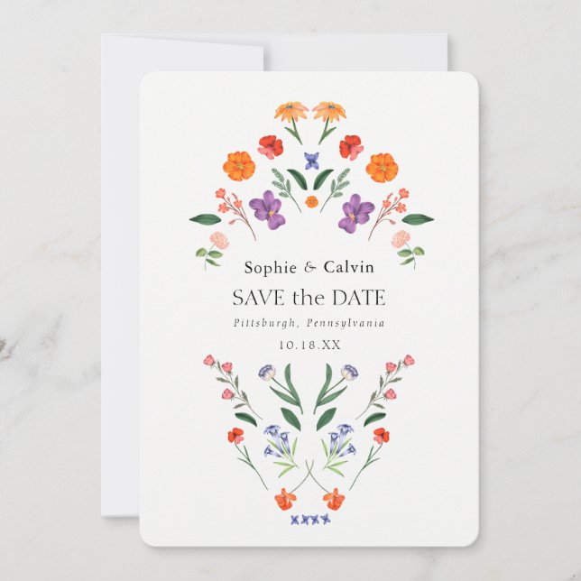 Secret Garden Boho Floral Wedding Save the Date (Front)