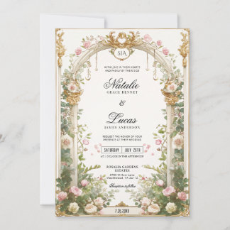  Secret Garden Floral Arch Wedding Printable Invitation