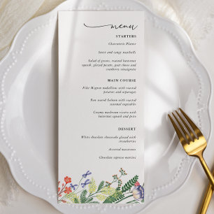 Secret Garden Floral Wedding Menu