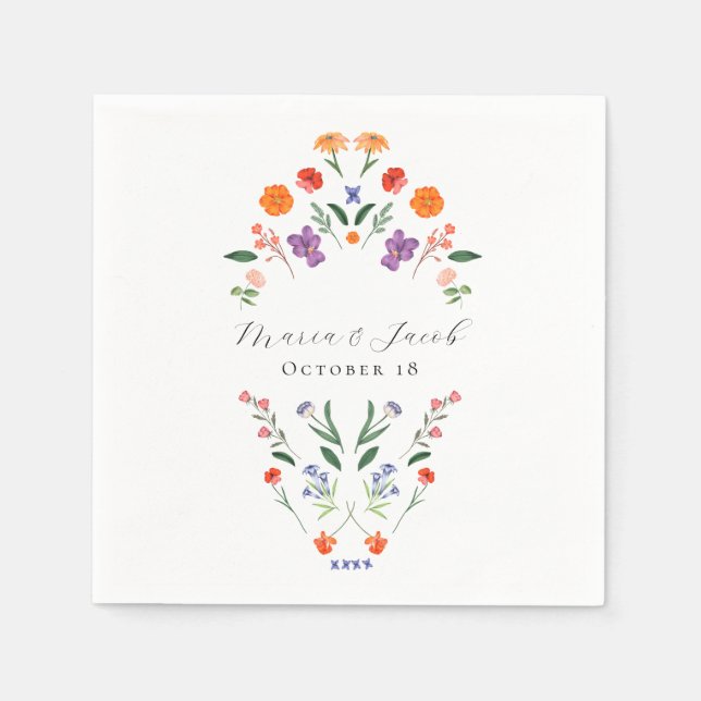 Secret Garden Floral Wedding Napkin (Front)