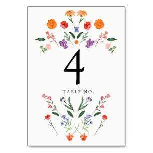Secret Garden Floral Wedding Table Number